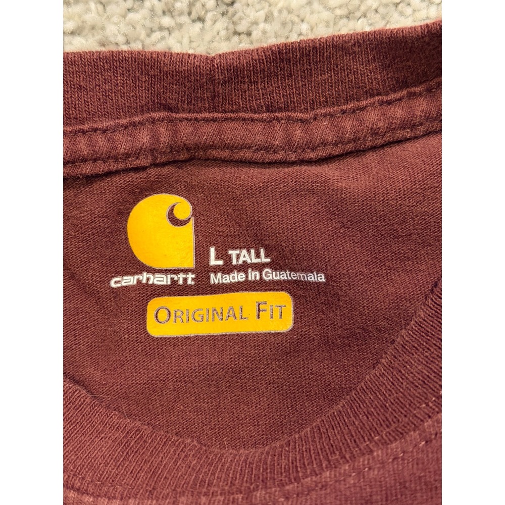 Carhartt Long Sleeve Shirt Men L Tall Maroon CMC Home Solutions Pocket Tee Work* - Picture 5 of 11